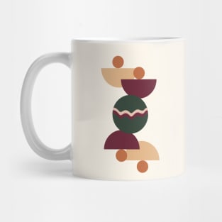 Bohemian Shapes Retro Moon, Abstract Art, Vintage Minimalist Art, Christmas Gift Idea Mug